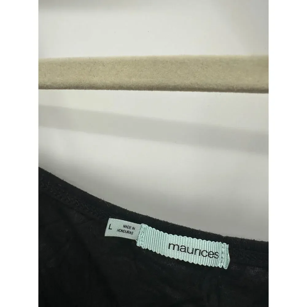 Maurices Womens Black Crinkle Lace Y2K Tank Top Camisole Size L Grunge‎ Emo - Picture 4 of 6